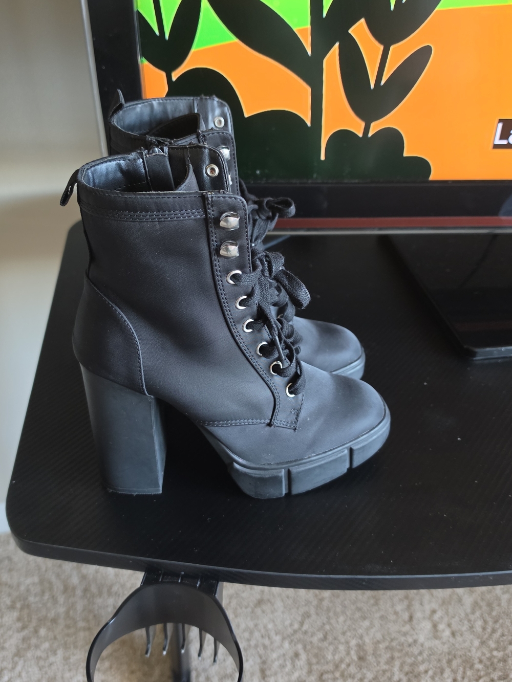 Steve Madden Herrick Black Platform Boots Size 6.5